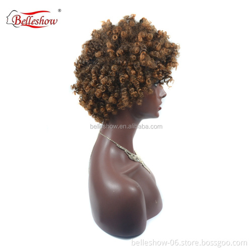 Hot sell wholesale cheap Europe and  popular small roll short hair head wig hat Hot selling African short curly wigs